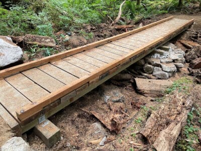 Middle Fork River Trail Puncheon Bridge Construction