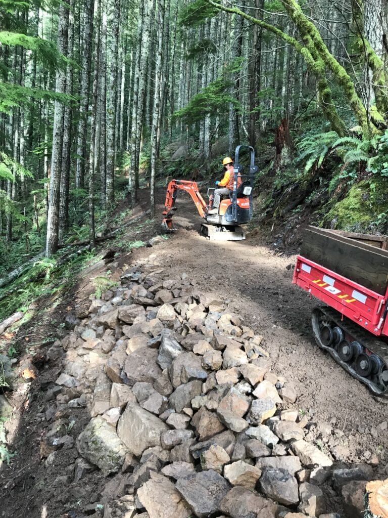 contractor working on the Rattlesnake Ledge trail