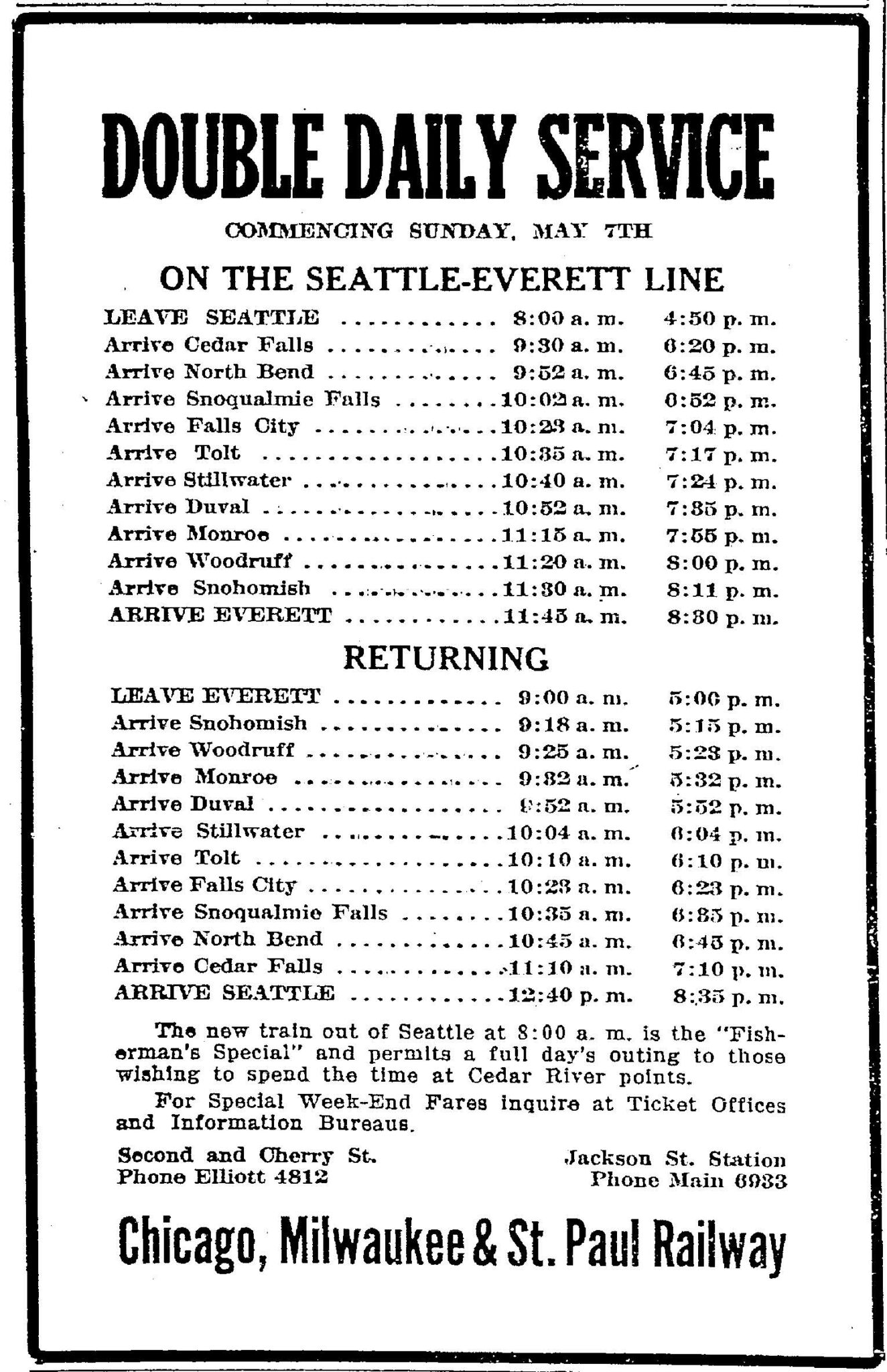 Train schedule Mountains To Sound Greenway Trust