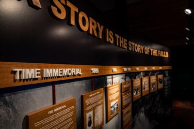 Close up view of a Tribal Heritage exhibit at Snoqualmie Falls